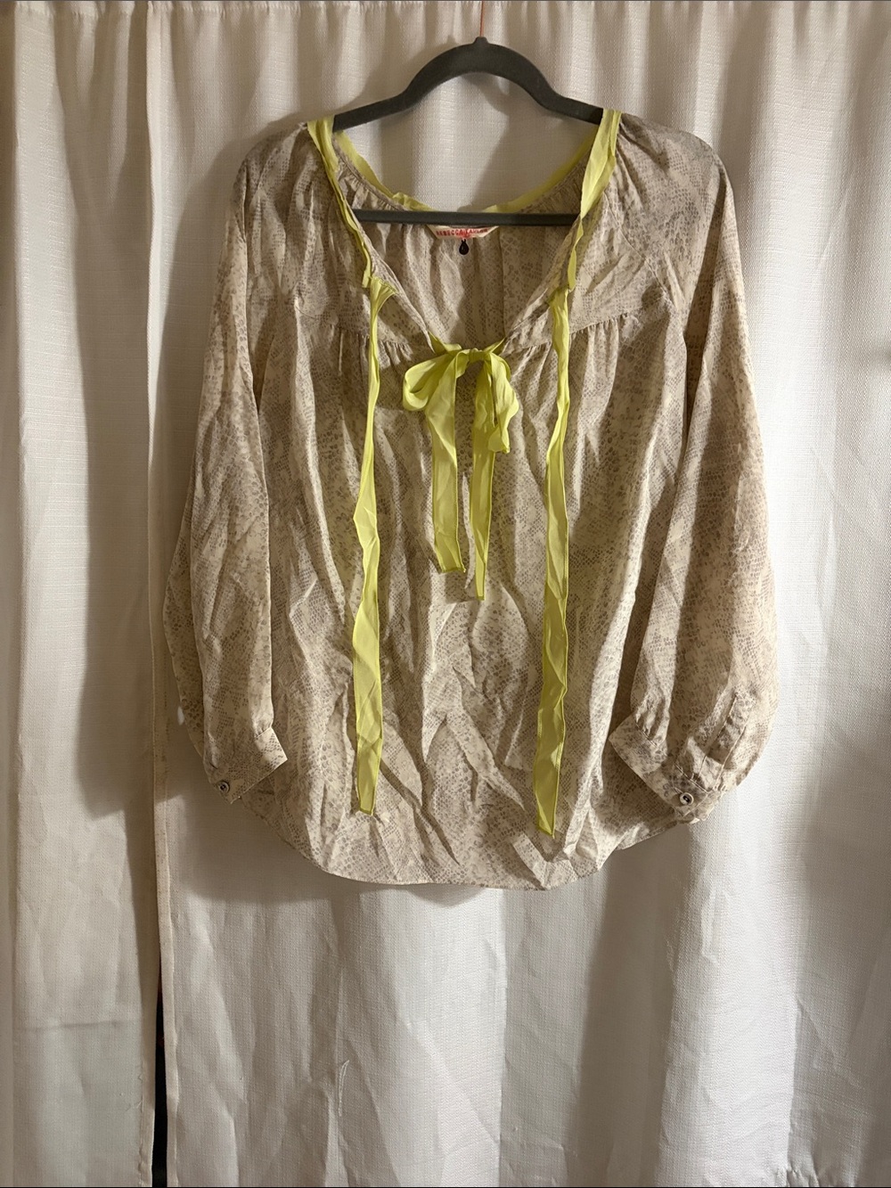 Rebecca Taylor Peasant Style Blouse with Lemon Tie Details